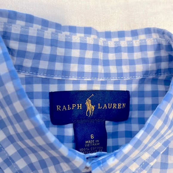 EUC.Polo Ralph Lauren Boys Size 6. Short-Sleeve Gingham Poplin Woven Shirt. - Picture 4 of 5